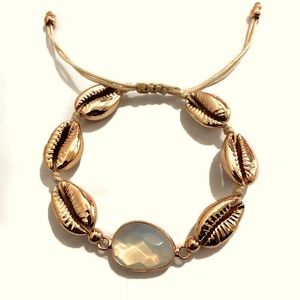 Golden Cowrie Shell Gemstone Bracelet